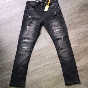 Mens skinny black distressed skate board 👖 jeans W34/ L32
